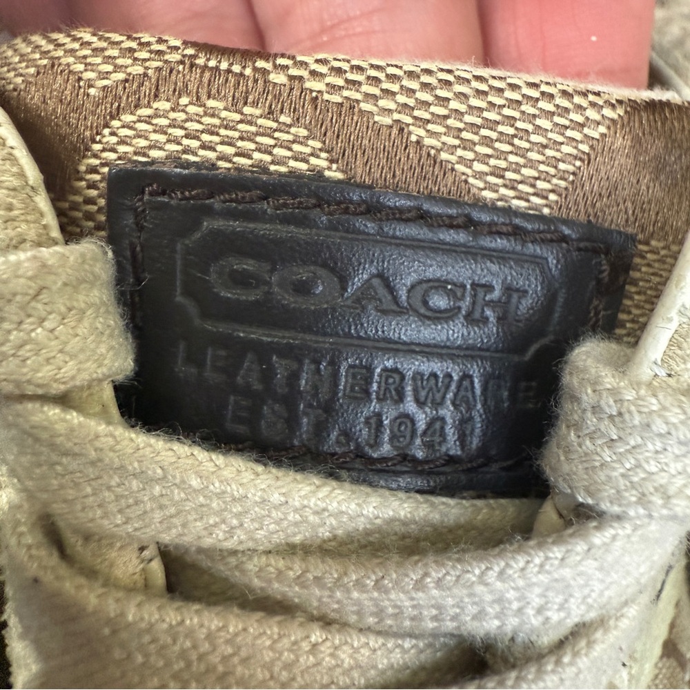 Coach Beige and Brown Signature Canvas Sneakers - Picture 6 of 7